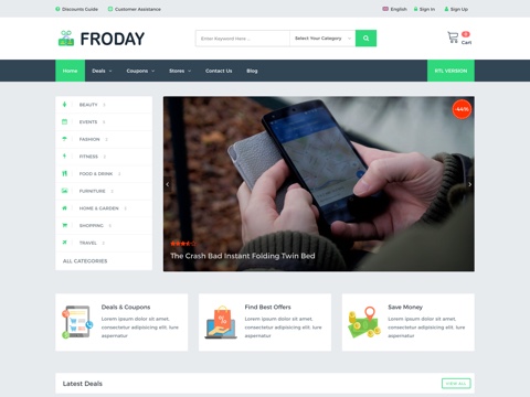 Froday - Flat Coupons, Discounts and Deals Theme